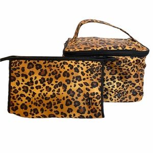 Ralph Lauren animal print cosmetic, travel bag set